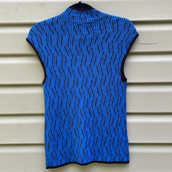 Cobalt Blue Mod Print Mock Neck Sweater Vest - Picture 5 of 7